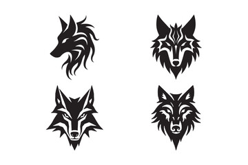 Stylized black wolf head icons with sharp angular designs