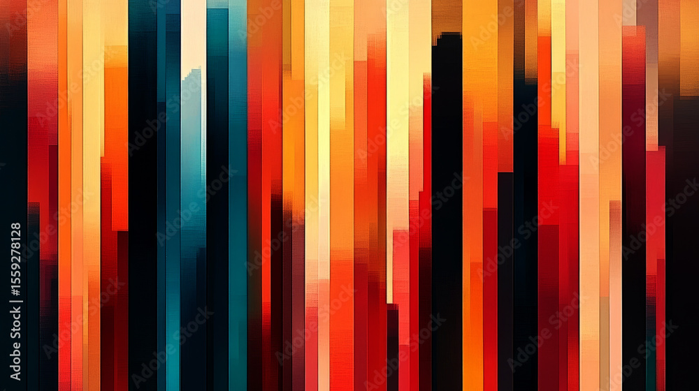 Poster abstract background with vertical stripes of different colors and sizes, creating an abstract citysc