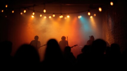 Fototapeta premium Live Band Performance with Stage Lighting and Audience