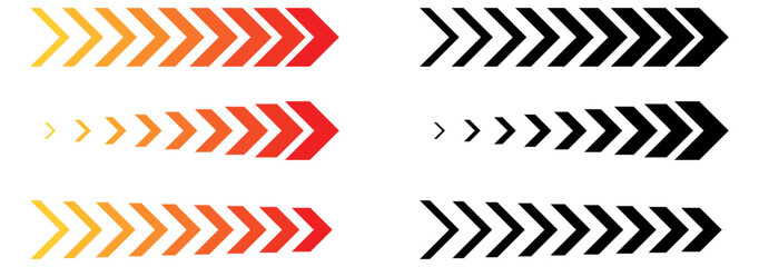 colourful arrow. dynamic moving arrow representing speed, acceleration, fast. transparent png and vector illustration.