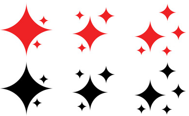 sparkle star icon set. simple star burst symbol. transparent png and vector illustration.
