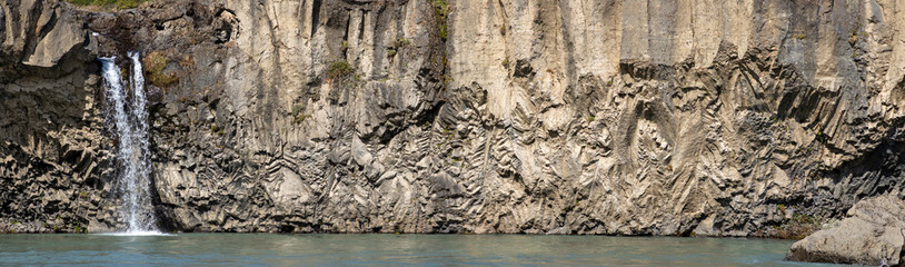 Godafoss Waterfall rock formation panorama