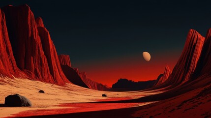 Dramatic Canyon Landscape with Jagged Red Rocks, Vibrant Textures and Striking Geology, Captivating Natural Beauty and Scale