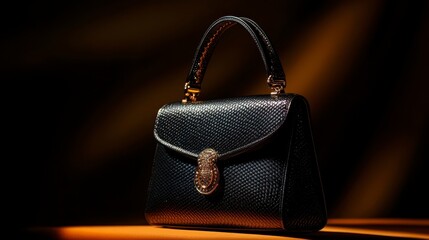 Luxury handbag showcased with striking lighting, emphasizing exquisite craftsmanship and elegant design, perfect for high-end fashion promotion