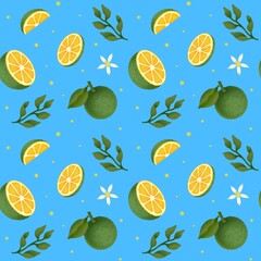 Jeju Green Tangerine Pattern - Cyan