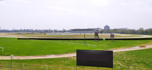 Empty horse racing track for galloping horses