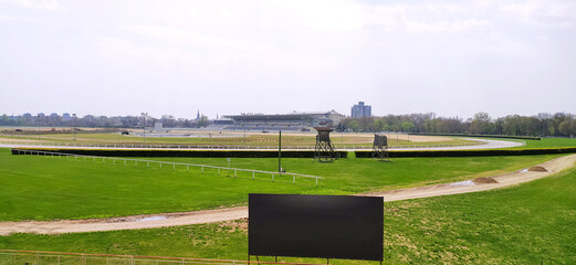 Empty horse racing track for galloping horses