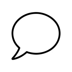 Speech bubble icon with tail in minimalist flat design style  