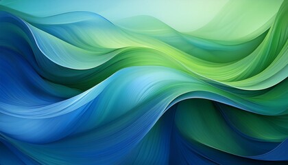 Fototapeta premium panoramic blue and green abstract wave wallpaper blue and green background