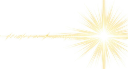 Bright yellow light flare with starburst effect isolated on white