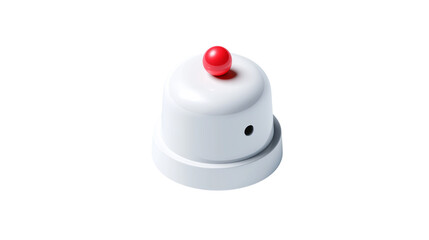 Notification bell icon in 3D style with red dot alert, white background, PNG