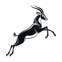 Fototapeta premium Majestic Gazelle in Mid-Leap A Stunning Black and White Illustration of Grace and Power