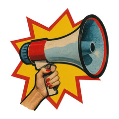 Naklejka na ściany i meble PNG Retro megaphone illustration pop-art