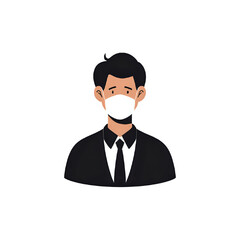 Professional Man Wearing a Face Mask: Icon for Health & Safety Protocols