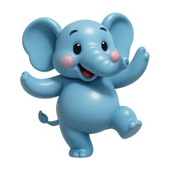 Fototapeta premium PNG Cute cartoon blue elephant dancing.