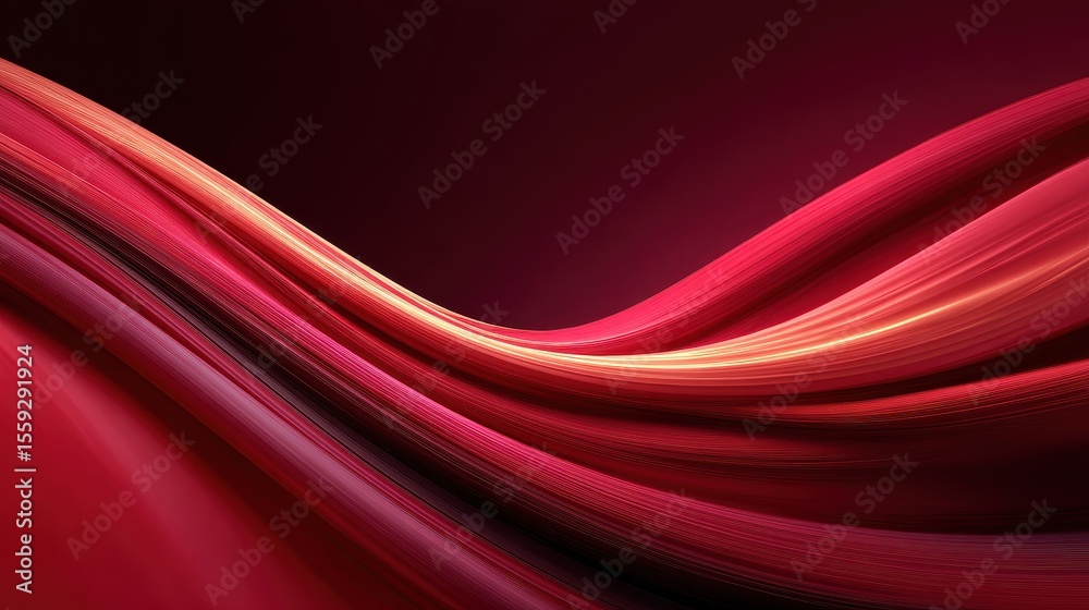 Poster Abstract swirl of white and crimson colors creating a flowing, elegant, artistic and modern design on a dark crimson background for creative projects