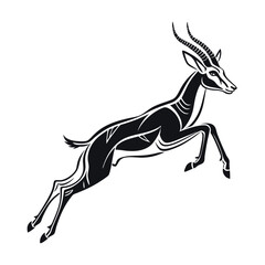 Obraz premium Elegant Springbok Antelope in Mid-Leap A Stunning Black and White Artistic Illustration