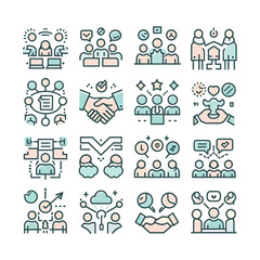 Business People Icon Set in Minimal Vector Style

