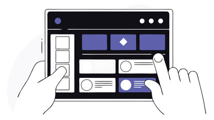 Obraz premium Dark Mode Website Interface – Vector UI Illustration Night Theme Web Design Concept – Adobe Illustrator Artwork