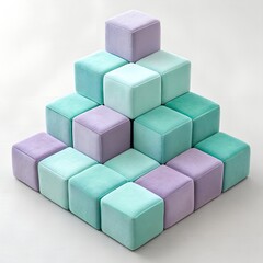 Fototapeta premium Soft Velvet Cubes in Lavender and Mint