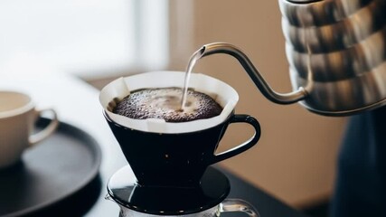 Pour over coffee brewing: step by step guide for the perfect home brewed coffee cup every time video 4k Video 4k - Powered by Adobe