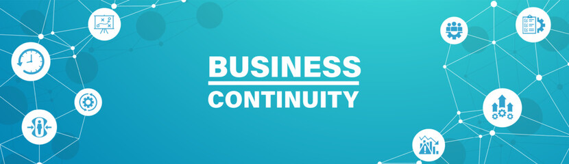 Business continuity. The process of creating systems of prevention and recovery to deal with potential threats to a company. Vector Illustration EPS 10.