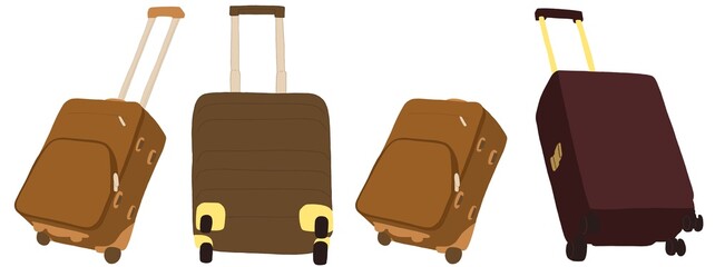 キャリー　旅行　趣味　イラスト　茶色　白　こげ茶色　4セット