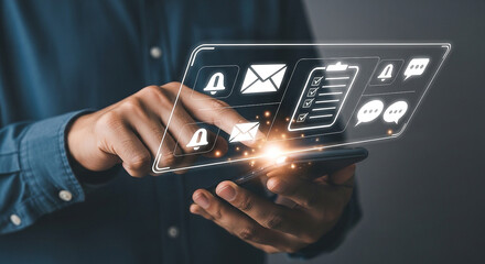 Technology interface digital screen communication connection network data information innovation future modern