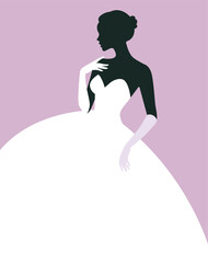 Elegant Silhouette of a Bride in a Gown Vector Illustration.jpg