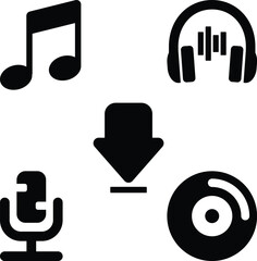 Minimalist Music and Audio Vector Icons Bold Black Silhouettes.jpg
