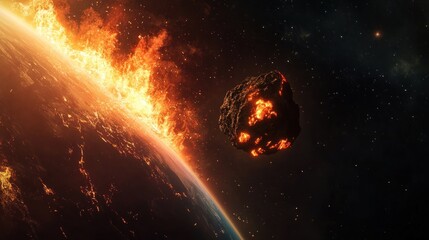Apocalyptic Asteroid Collision: Fiery Earth's End