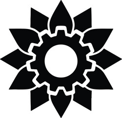 Silhouette Gear flower abstract logo design vector Illustrator