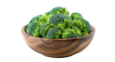 Fresh Broccoli Florets in Wooden Bowl Healthy Food Photo for Website or Cookbook