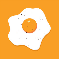 Illustration of a single egg omelette on a yellow background. Vector. Food illustration