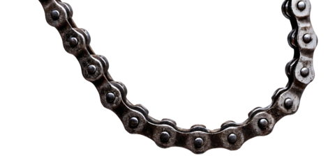   a close up view of a sturdy metal chain isolated on white background PNG ,AI GENERATED