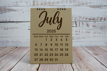 July 2025 annual monthly desk calendar for planning and management