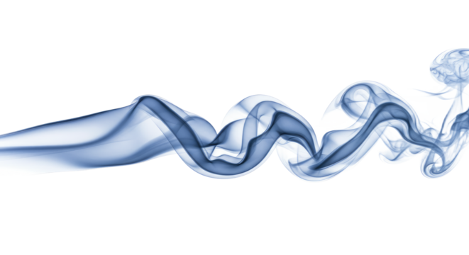 Elegant Blue Smoke Swirls on White.