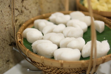 Steamed rice cakes Steamed banana cake. Steamed banana in coconut milk, Traditional Thai dessert....