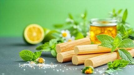 Aromatic wood diffusers with mint, lemon, and tea