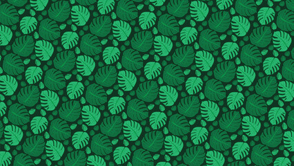 Seamless Tropical Monstera Leaf Pattern &ndash; Vector Background
