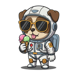 Dog Astronaut with Sunglasses Vector Illustration Adorable Space Adventure Design