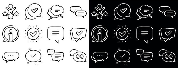 Rough Hand-Drawn Chat Bubbles and Icons for UI Design. Vector illustration isolated on black and white background.