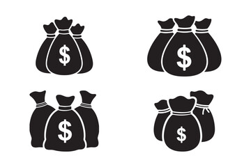 Money Bag Icon Collection – Finance and Wealth Vector Set