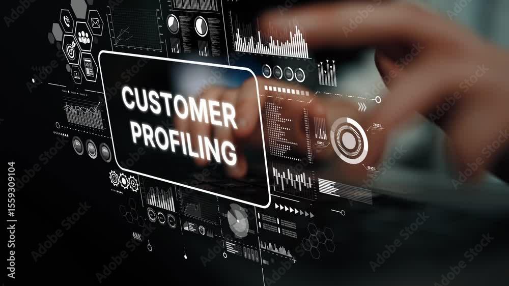 Poster digital concept of customer profiling with data visualization and analysis techniques in business en