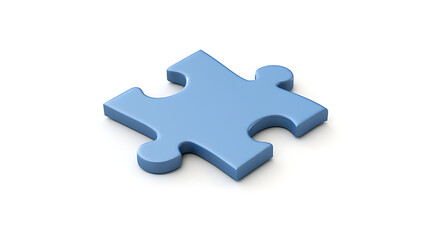 A light blue puzzle piece is shown on a white background. This piece is isolated and represents problem solving and connection. This image evokes a sense of completeness and resolution.