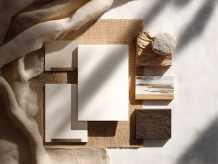 Zen-Inspired Branding Material Flatlay with Natural Textures

