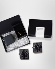 Black wrapped gift box jewelry packaging jewelry gift