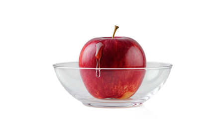 Red Apple in Glass Bowl with Honey Drizzle