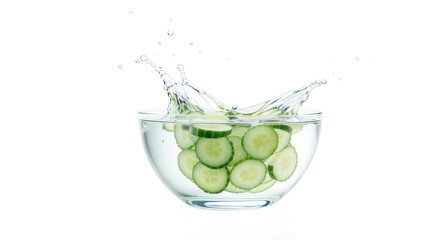 Refreshing Cucumber Slices in Water Splash