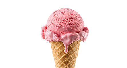 Strawberry Ice Cream Cone Melting Summer Treat Dessert Sweet Cold Delicious Food Photogr